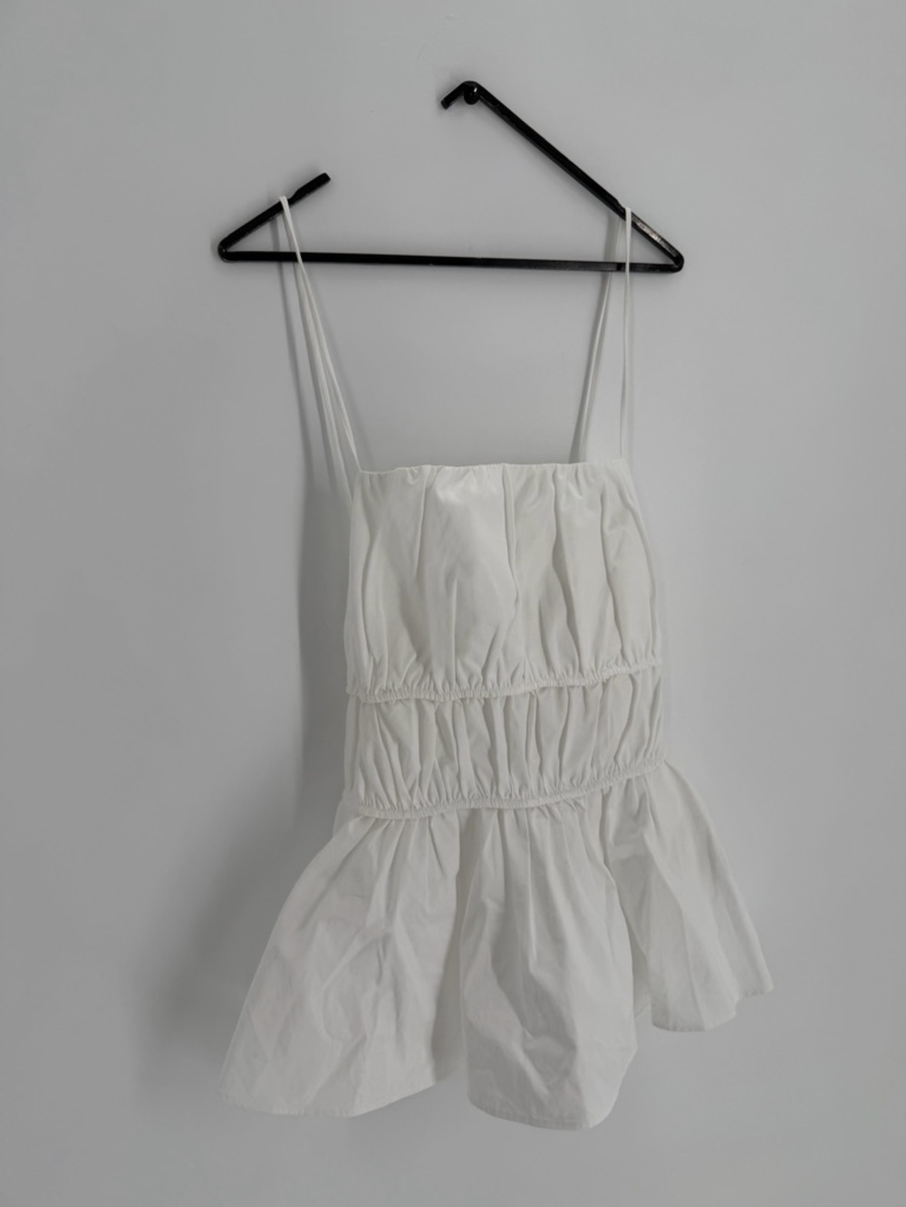 Cos White Gathered Pima Cotton Peplum Top - Picture 3 of 8